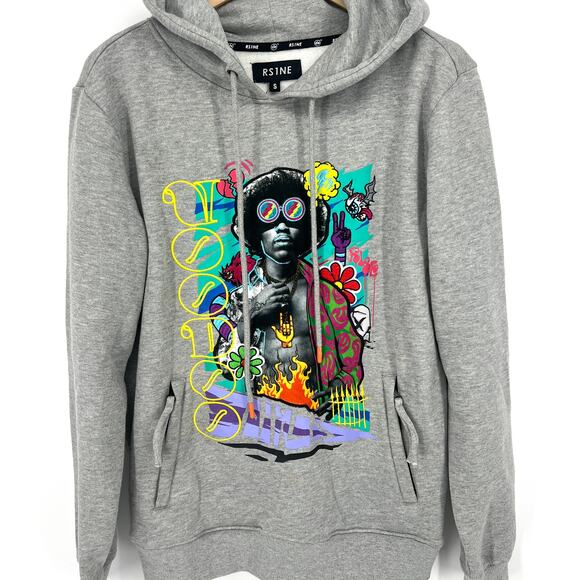RS1NE Jimi Hendrix Embroidered Voodoo Gray Hoodie Size S - Picture 1 of 11